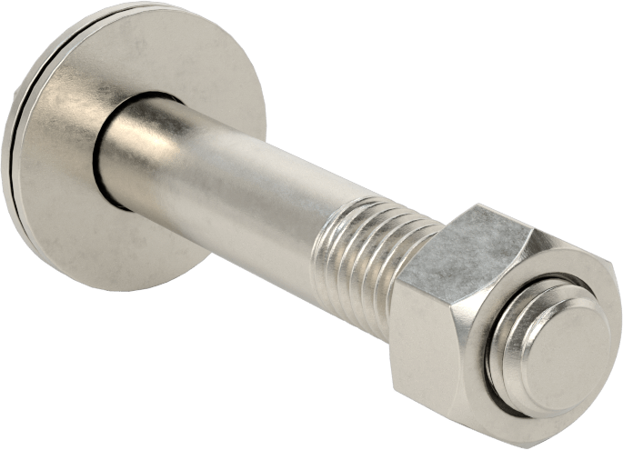 Somun ve Pullu 18-8 Paslanmaz Çelik Altıgen Başlı Vidalar, 1/2"-13 Diş Boyutu, 3" Uzunluk
