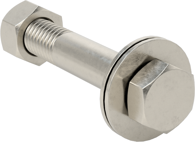Somun ve Pullu 18-8 Paslanmaz Çelik Altıgen Başlı Vidalar, 1/2"-13 Diş Boyutu, 3" Uzunluk