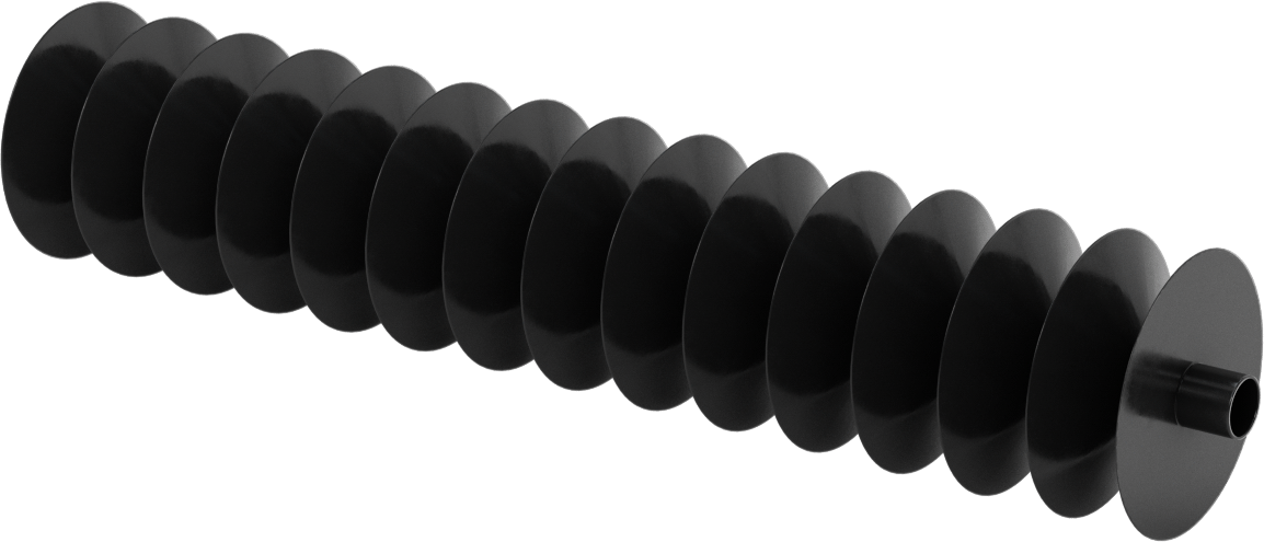 Manşet Uçlu Yüksek Sıkıştırılabilir Yuvarlak Körük, 1/2" ID x 2-1/2" OD, 1 Ayak Uzatma Uzunluğu