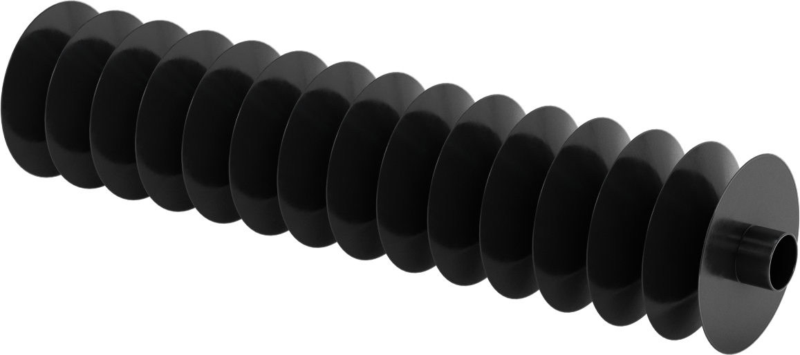 Manşet Uçlu Yüksek Sıkıştırılabilir Yuvarlak Körük, 3/4" ID x 2-3/4" OD, 1 Ayak Uzatma Uzunluğu