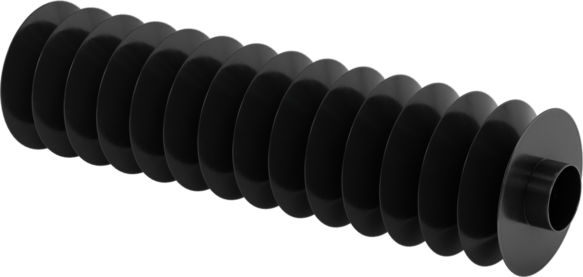 Manşet Uçlu Yüksek Sıkıştırılabilir Yuvarlak Körük, 1-1/4" ID x 3-1/4" OD, 1 Ayak Uzatma Uzunluğu