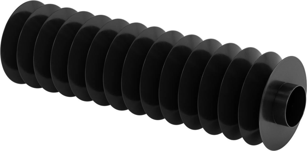 Manşet Uçlu Yüksek Sıkıştırılabilir Yuvarlak Körük, 1-1/2" ID x 3-1/2" OD, 1 Ayak Uzatma Uzunluğu
