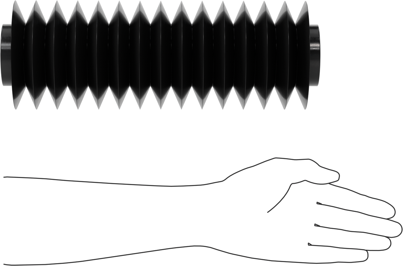 Manşet Uçlu Yüksek Sıkıştırılabilir Yuvarlak Körük, 2-1/2" ID x 4-1/2" OD, 1 Ayak Uzatma Uzunluğu