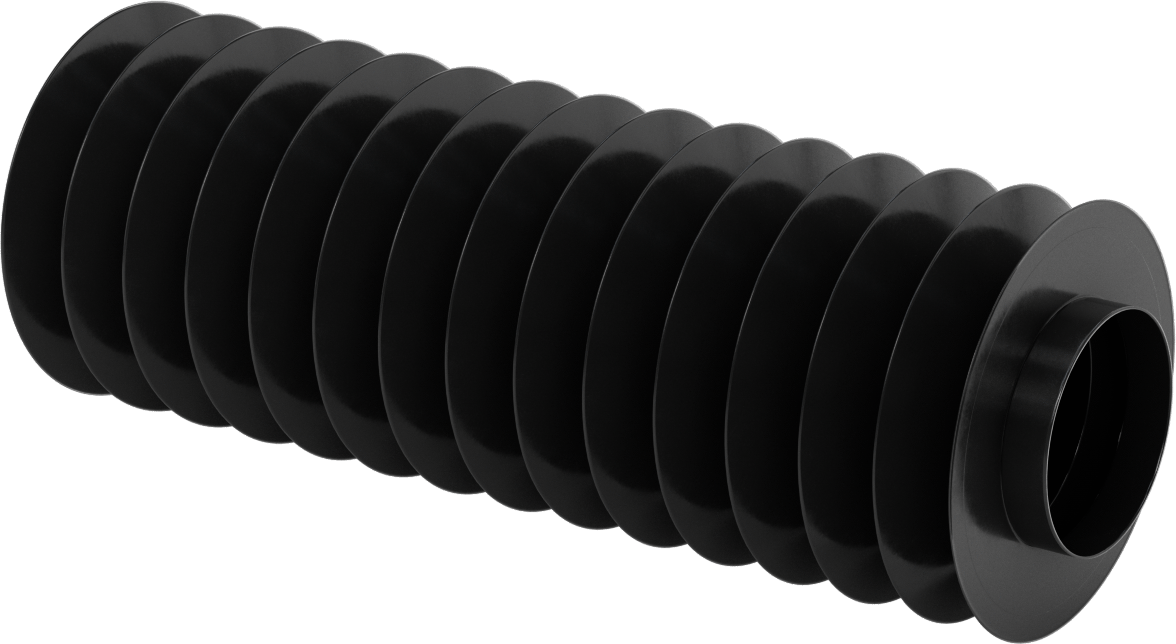 Manşet Uçlu Yüksek Sıkıştırılabilir Yuvarlak Körük, 2-1/2" ID x 4-1/2" OD, 1 Ayak Uzatma Uzunluğu