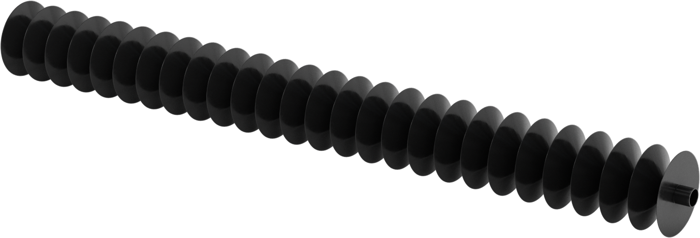 Manşet Uçlu Yüksek Sıkıştırılabilir Yuvarlak Körük, 1/2" ID x 2-1/2" OD, 2 Ayak Uzatılmış Uzunluk