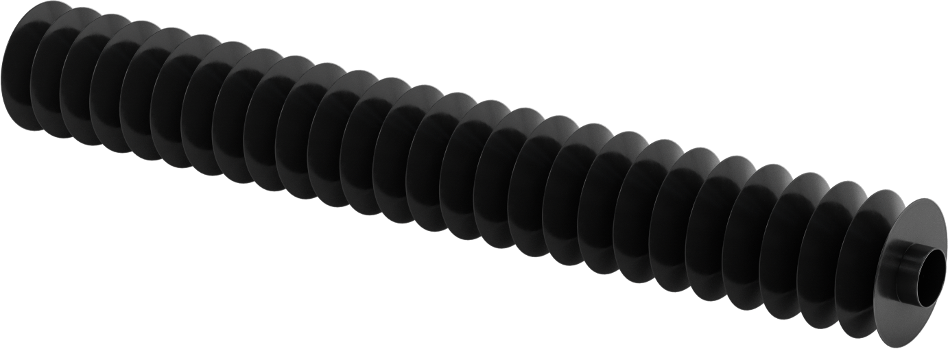 Manşet Uçlu Yüksek Sıkıştırılabilir Yuvarlak Körük, 1-1/4" ID x 3-1/4" OD, 2 Ayak Uzatılmış Uzunluk
