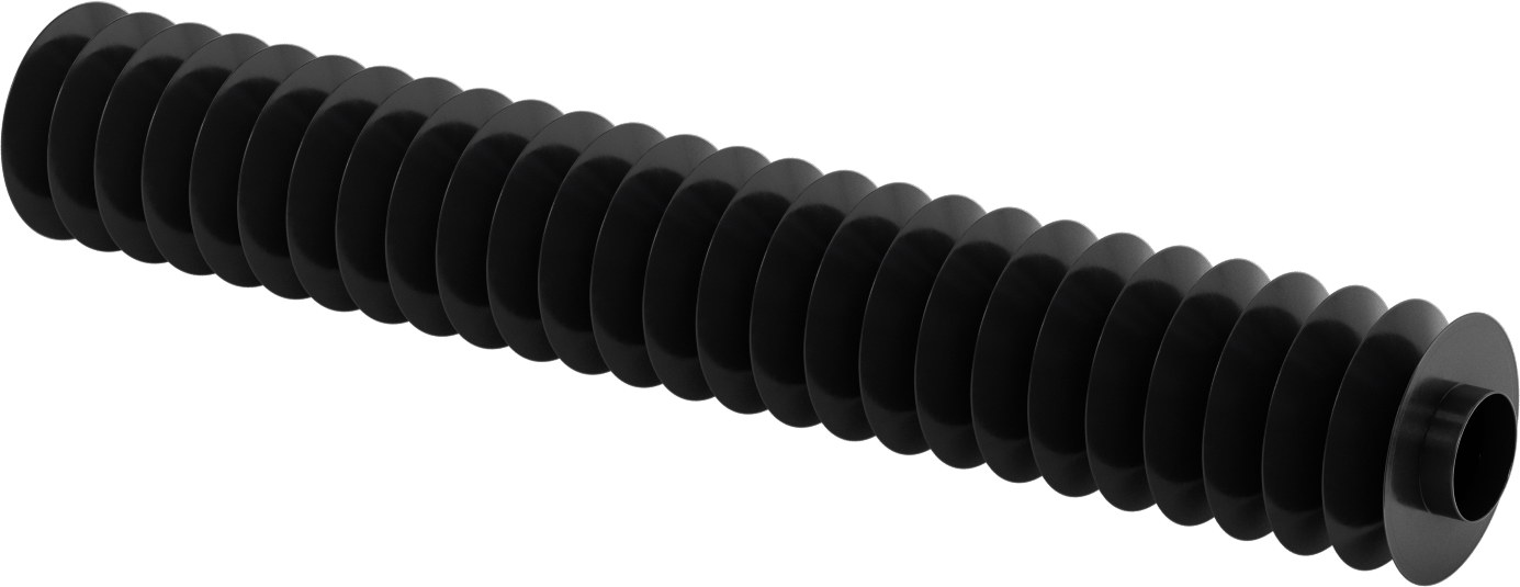 Manşet Uçlu Yüksek Sıkıştırılabilir Yuvarlak Körük, 1-3/4" ID x 3-3/4" OD, 2 Ayak Uzatılmış Uzunluk