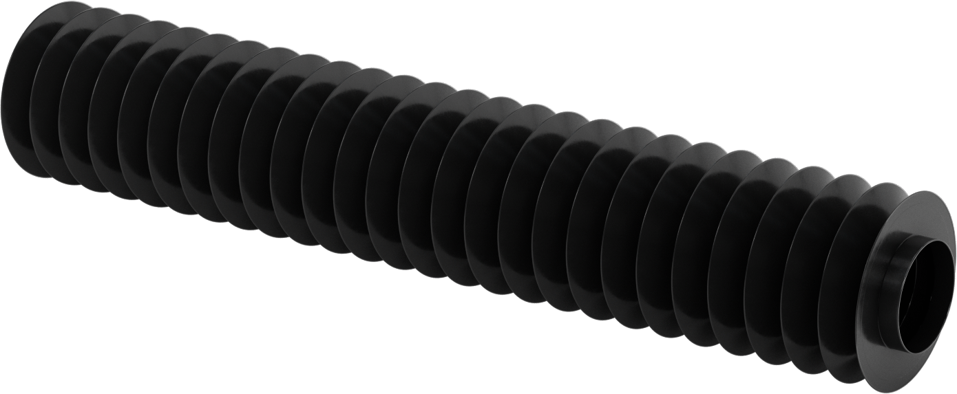 Manşet Uçlu Yüksek Sıkıştırılabilir Yuvarlak Körük, 2-1/2" ID x 4-1/2" OD, 2 Ayak Uzatılmış Uzunluk