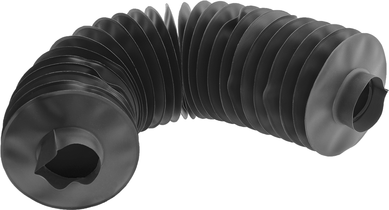 Manşet Uçlu Yüksek Sıkıştırılabilir Yuvarlak Körük, 1-1/2" ID x 3-1/2" OD, 2 Ayak Uzatılmış Uzunluk