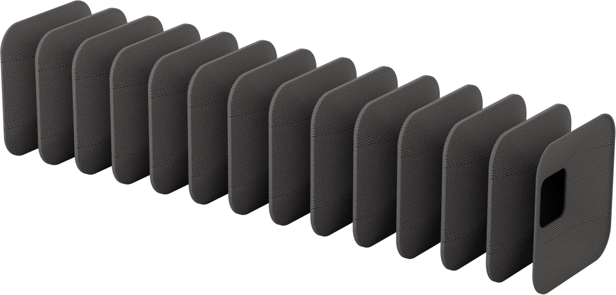 Dikdörtgen Körük, 1“ Yükseklik x 1” İç Genişlik, 11/16" Geri Çekilmiş Uzunluk