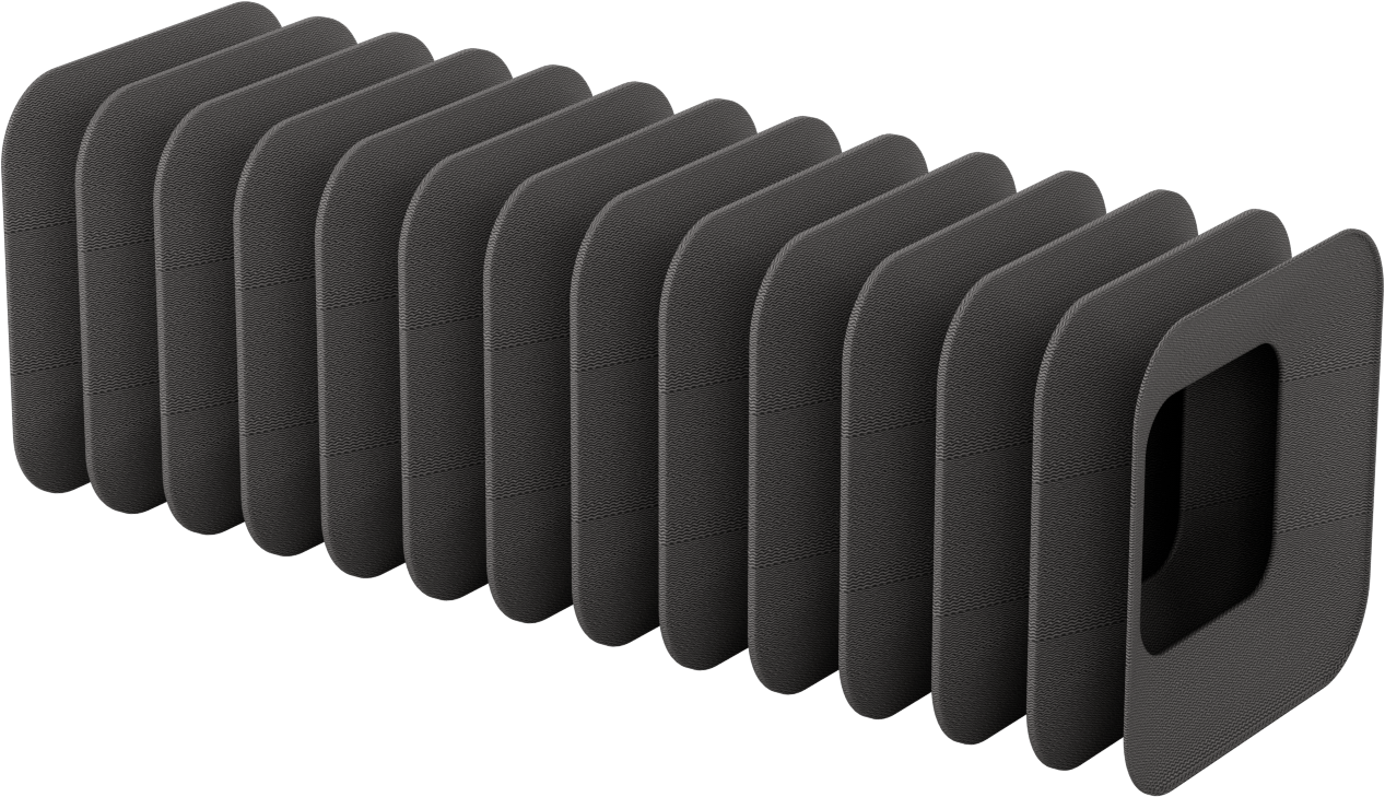 Dikdörtgen Körük, 2-1/2“ Yükseklik x 2-1/2” İç Genişlik, 11/16" Geri Çekilmiş Uzunluk