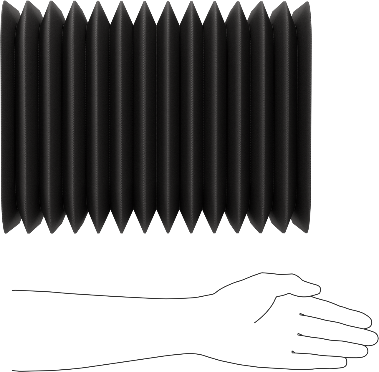 Dikdörtgen Körük, 8“ Yükseklik x 8” Genişlik İç, 11/16" Geri Çekilmiş Uzunluk