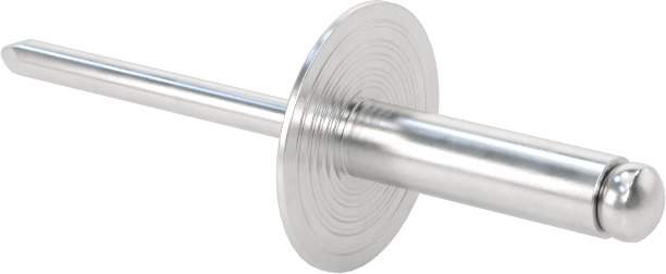 Alüminyum Mandrelli Alüminyum Kör Perçinler, Büyük Çaplı Kubbe Başlı, 3/16" Çap, 0,376“-0,5” kalınlık için
