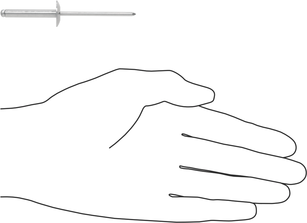 Alüminyum Mandrelli Alüminyum Kör Perçinler, Büyük Çaplı Kubbe Başlı, 3/16" Çap, 0,876“-1” Kalınlık için