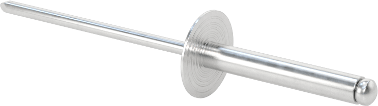 Alüminyum Mandrelli Alüminyum Kör Perçinler, Büyük Çaplı Kubbe Başlı, 3/16" Çap, 0,876“-1” Kalınlık için