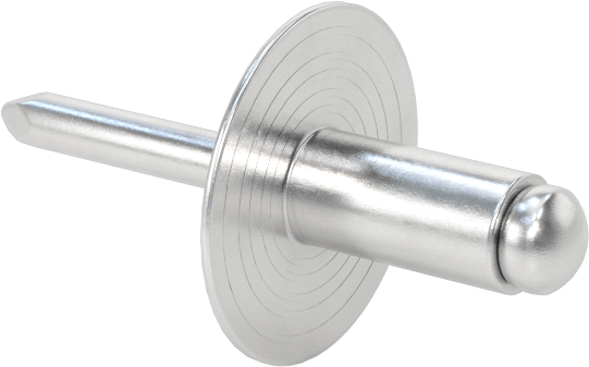 Alüminyum Mandrelli Alüminyum Kör Perçinler, Büyük Çaplı Kubbe Başlı, 1/4" Çap, 0,126“-0,25” Kalınlık için