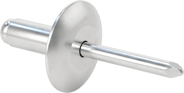 Alüminyum Mandrelli Alüminyum Kör Perçinler, Büyük Çaplı Kubbe Başlı, 1/4" Çap, 0,251“ - 0,375” Kalınlık için