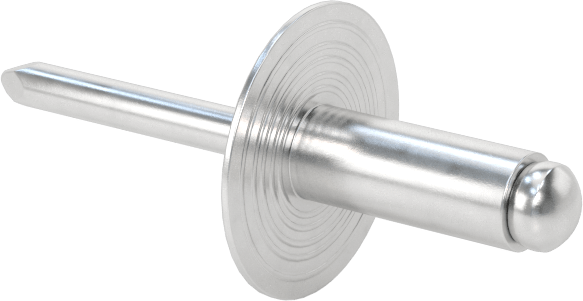 Alüminyum Mandrelli Alüminyum Kör Perçinler, Büyük Çaplı Kubbe Başlı, 1/4" Çap, 0,251“ - 0,375” Kalınlık için
