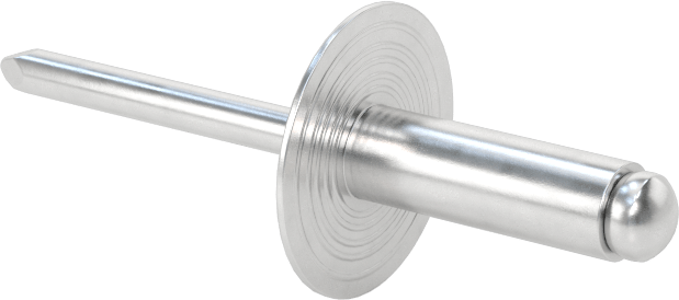 Alüminyum Mandrelli Alüminyum Kör Perçinler, Büyük Çaplı Kubbe Başlı, 1/4" Çap, 0,376“-0,5” kalınlık için