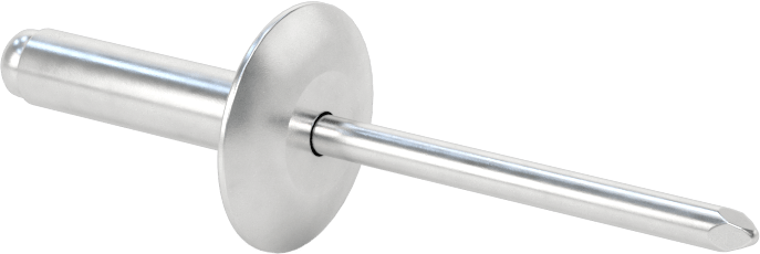 Alüminyum Mandrelli Alüminyum Kör Perçinler, Büyük Çaplı Kubbe Başlı, 1/4" Çap, 0,626“-0,75” Kalınlık için