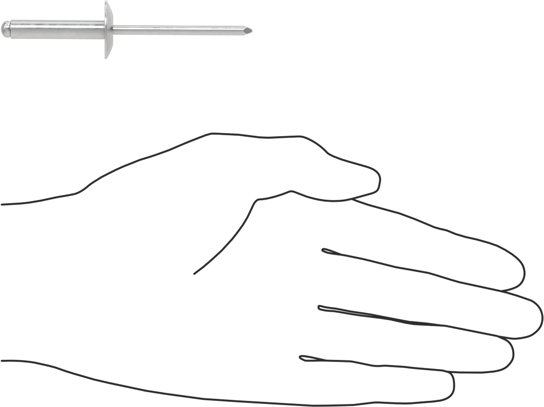 Alüminyum Mandrelli Alüminyum Kör Perçinler, Büyük Çaplı Kubbe Başlı, 1/4" Çap, 0,876“-1” Kalınlık için