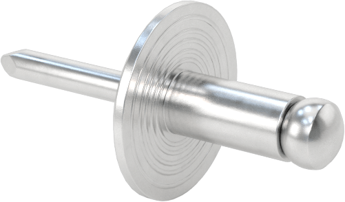 Alüminyum Mandrelli Alüminyum Kör Perçinler, Büyük Çaplı Kubbe Başlı, 1/8" Çap, 0,063“-0,125” Kalınlık için