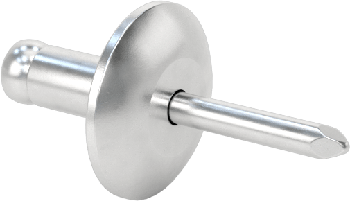 Alüminyum Mandrelli Alüminyum Kör Perçinler, Büyük Çaplı Kubbe Başlı, 1/8" Çap, 0,063“-0,125” Kalınlık için
