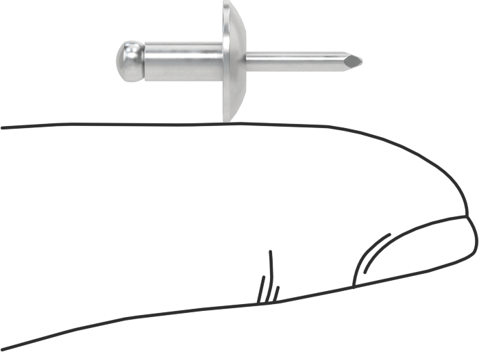 Alüminyum Mandrelli Alüminyum Kör Perçinler, Büyük Çaplı Kubbe Başlı, 1/8" Çap, 0,063“-0,125” Kalınlık için