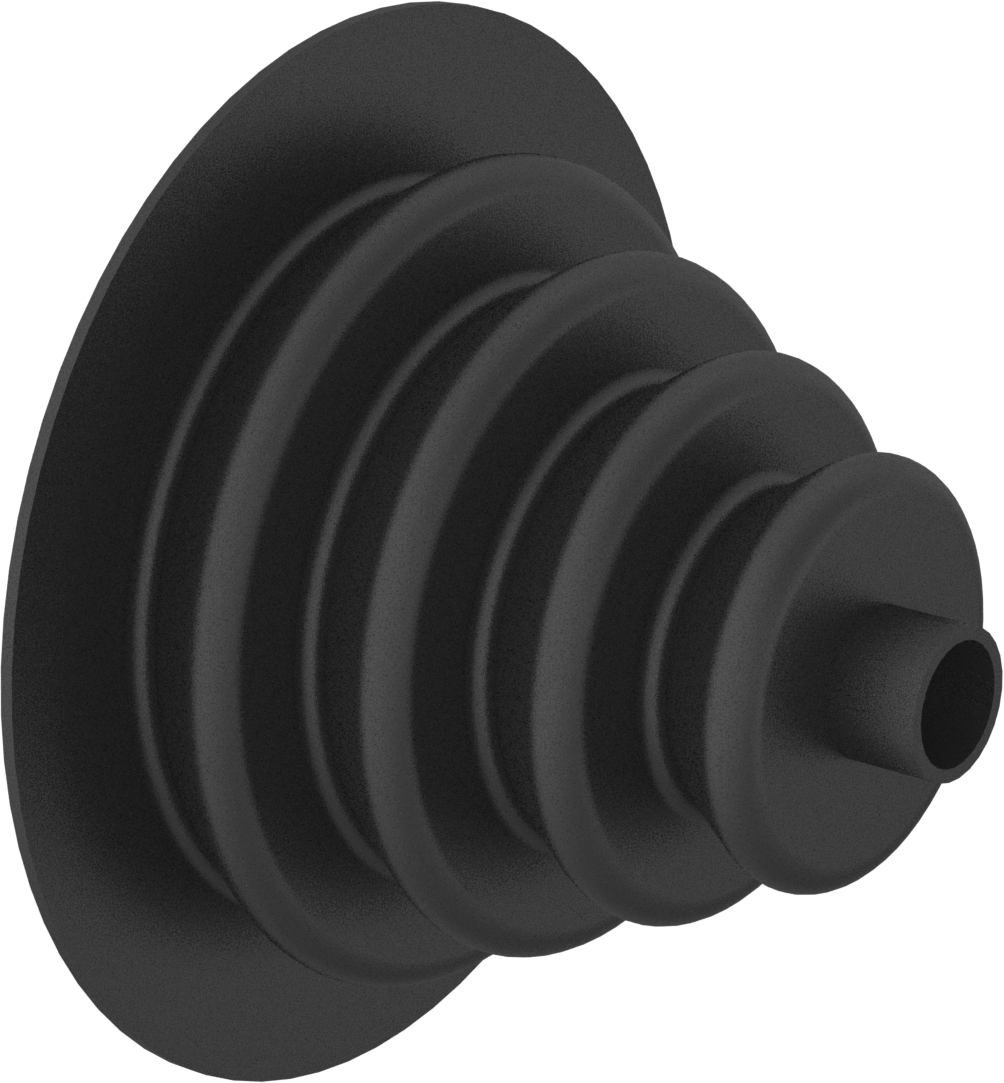 Konik Körük, Yuvarlak, 3/8“ Manşet Ucu ve 2” Flanş Ucu İç Çapı, 0,04“-0,07” Kalınlık ile