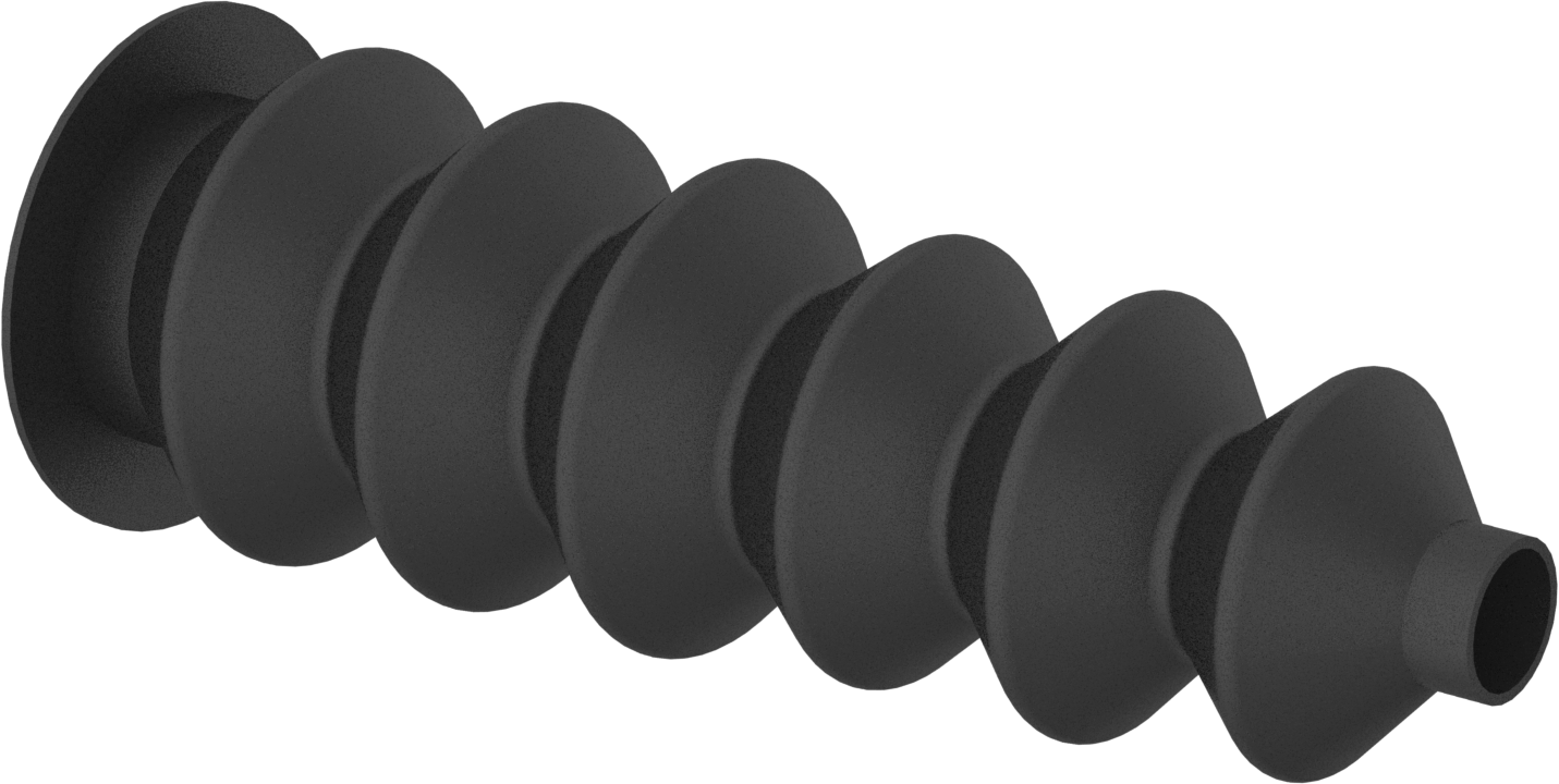 Konik Körük, Yuvarlak, 1/2“ Manşet ve 1-1/4” Flanş Ucu İç Çapı, 0,04“-0,07” Kalın