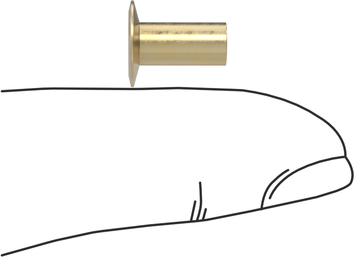 İçi Boş Uçlu Perçinler, 3/16" Çap, 0,253“-0,272” Kalınlık, 0,375" Baş Çapı