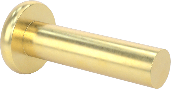 Pirinç Düz Başlı Masif Perçinler, 1/8" Çap, 0,438" Maksimum Malzeme Kalınlığı için