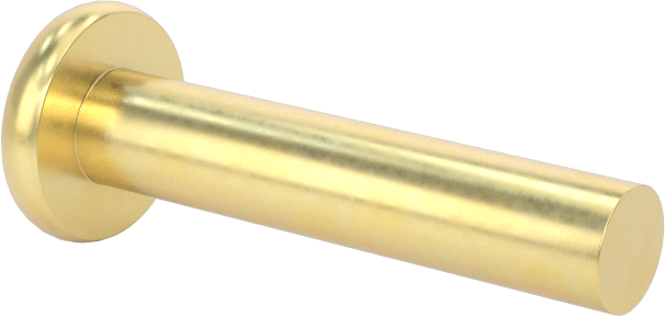 Pirinç Düz Başlı Masif Perçinler, 1/8" Çap, 0,563" Maksimum Malzeme Kalınlığı için