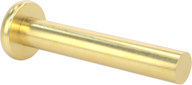 Pirinç Düz Başlı Masif Perçinler, 1/8" Çap, 0,688 inç Maksimum Malzeme Kalınlığı için