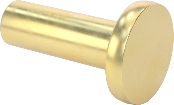 Pirinç Düz Başlı Masif Perçinler, 1/4" Çap, 0,625" Maksimum Malzeme Kalınlığı için