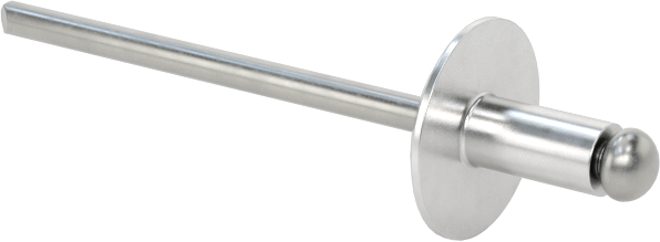 Çelik Mandrelli Alüminyum Kör Perçinler, Büyük Çaplı Kubbe Başlı, 1/8" Çap, 0,063“-0,125” Kalınlık için