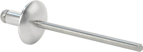 Çelik Mandrelli Alüminyum Kör Perçinler, Büyük Çaplı Kubbe Başlı, 1/8" Çap, 0,063“-0,125” Kalınlık için