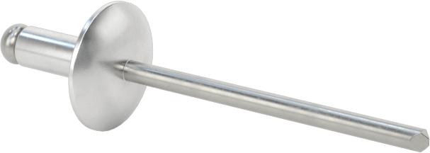 Çelik Mandrelli Alüminyum Kör Perçinler, Büyük Çaplı Kubbe Başlı, 1/8" Çap, 0,126“-0,187” Kalınlık için