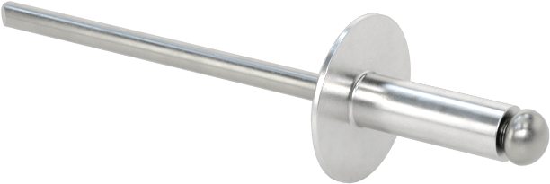 Çelik Mandrelli Alüminyum Kör Perçinler, Büyük Çaplı Kubbe Başlı, 1/8" Çap, 0,188“-0,25” kalınlık için