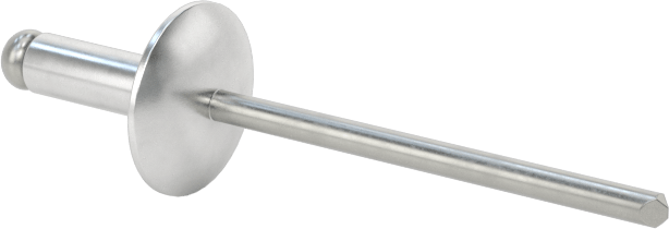 Çelik Mandrelli Alüminyum Kör Perçinler, Büyük Çaplı Kubbe Başlı, 1/8" Çap, 0,188“-0,25” kalınlık için