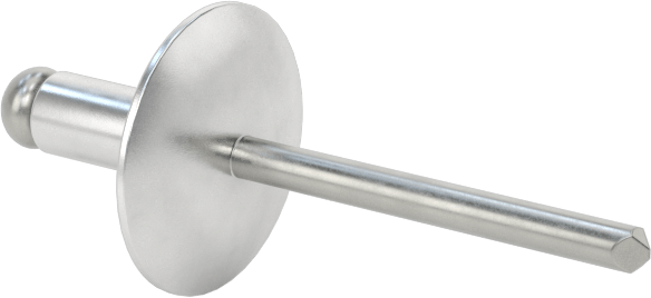 Çelik Mandrelli Alüminyum Kör Perçinler, Büyük Çaplı Kubbe Başlı, 3/16" Çap, 0,126“-0,25” Kalınlık için
