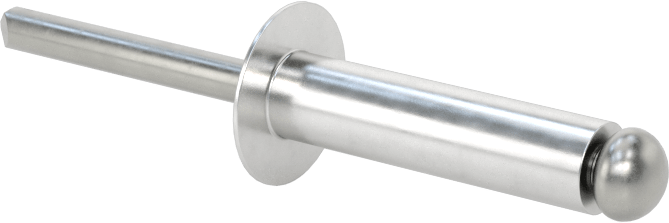 Çelik Mandrelli Alüminyum Kör Perçinler, Kubbeli Başlık, 1/4" Çap, 0,626“-0,75” Malzeme Kalınlığı için