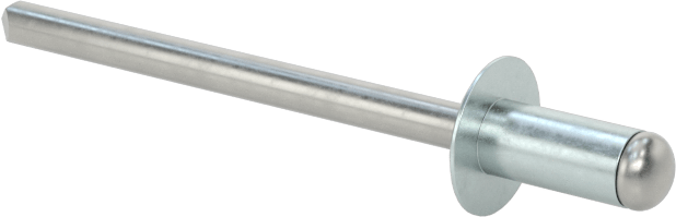 Çinko Kaplamalı Kör Perçinler, Kubbeli Başlık, 1/8" Çap, 0,063“- 0,125” Malzeme Kalınlığı için