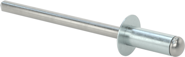 Çinko Kaplamalı Kör Perçinler, Kubbeli Başlık, 1/8" Çap, 0,126“- 0,187” için Malzeme Kalınlığı