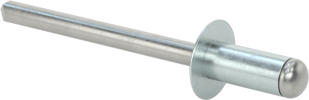 Çinko Kaplamalı Kör Perçinler, Kubbeli Başlık, 5/32" Çap, 0,126“- 0,187” için Malzeme Kalınlığı