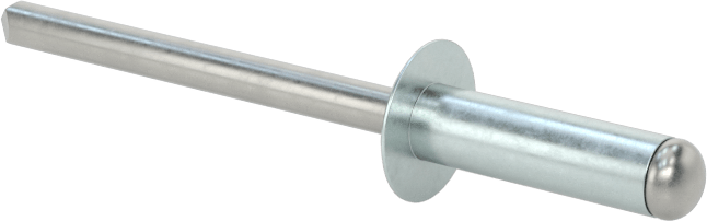 Çinko Kaplamalı Kör Perçinler, Kubbeli Başlık, 5/32" Çap, 0,251“- 0,375” Malzeme Kalınlığı için