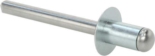 Çinko Kaplamalı Kör Perçinler, Kubbeli Başlık, 3/16" Çap, 0,063“- 0,125” Malzeme Kalınlığı için