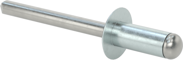 Çinko Kaplamalı Kör Perçinler, Kubbeli Başlık, 3/16" Çap, 0,126“-0,25” Malzeme Kalınlığı için