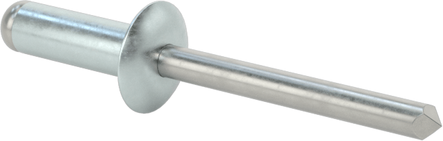 Çinko Kaplamalı Kör Perçinler, Kubbeli Başlık, 3/16" Çap, 0,251“- 0,375” Malzeme Kalınlığı için