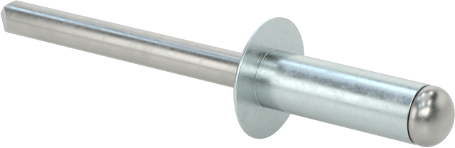 Çinko Kaplamalı Kör Perçinler, Kubbeli Başlık, 3/16" Çap, 0,251“- 0,375” Malzeme Kalınlığı için